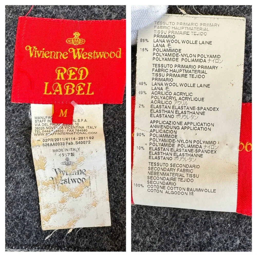 Vivienne Westwood Red Label Asymmetric Draped Wool Scarf Coat Gray Sz M - Picture 6 of 16